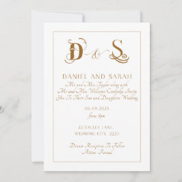 Elegant Gold Wedding Invitation Kaart