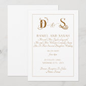 Elegant Gold Wedding Invitation Kaart (Voorkant / Achterkant)