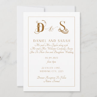 Elegant Gold Wedding Invitation Kaart