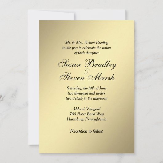 Elegant Gold Wedding Invitation Kaart (Voorkant)