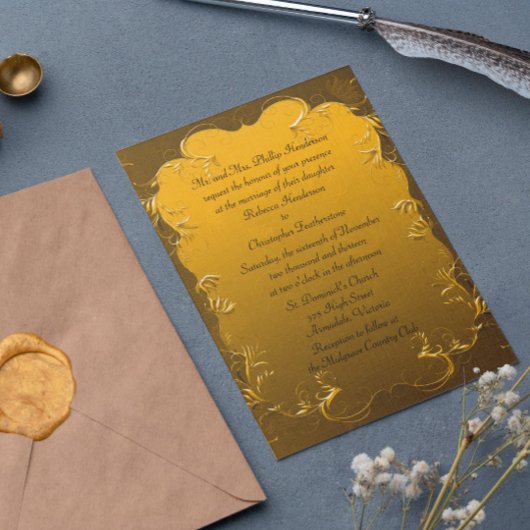 Elegant Gold Wedding Invitation Kaart