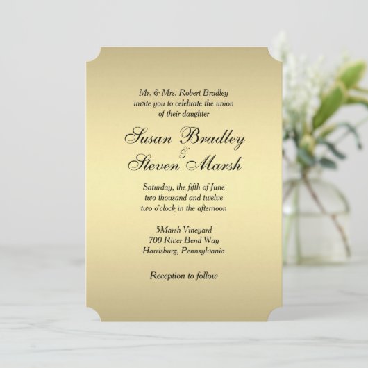 Elegant Gold Wedding Invitation Kaart (Staand voorkant)