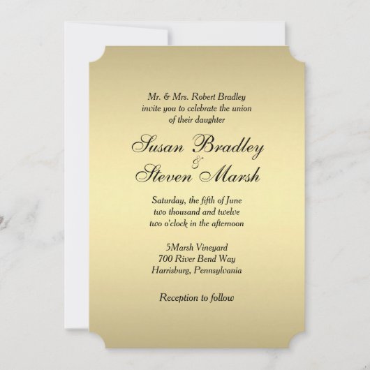 Elegant Gold Wedding Invitation Kaart (Voorkant)