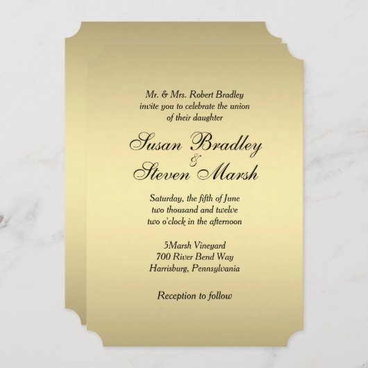 Elegant Gold Wedding Invitation Kaart (Voorkant / Achterkant)