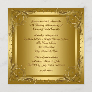 Elegant Gold Wedding Jubileum Party Kaart