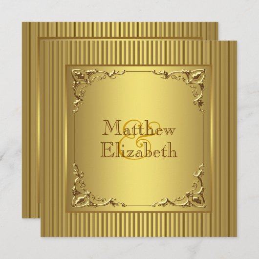 Elegant Gold Wedding Kaart (Voorkant / Achterkant)