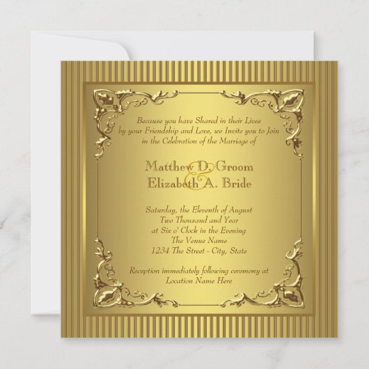 Elegant Gold Wedding Kaart (Achterkant)