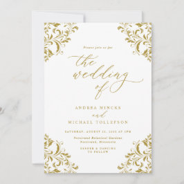 Elegant  Gold Wedding Kaart