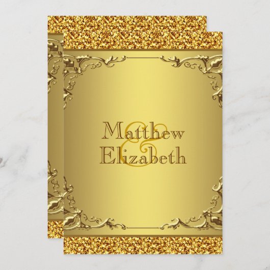 Elegant Gold Wedding Kaart (Voorkant / Achterkant)