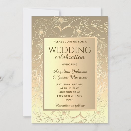 Elegant Gold Wedding Kaart (Voorkant)