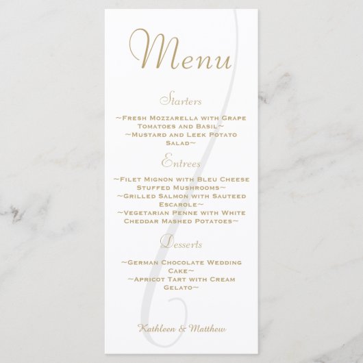 Elegant Gold Wedding Menu (Voorkant)
