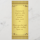 Elegant Gold Wedding Menu Programma (Achterkant)