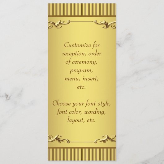 Elegant Gold Wedding Menu Programma (Achterkant)
