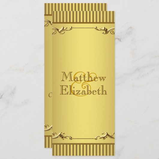 Elegant Gold Wedding Menu Programma (Voorkant / Achterkant)