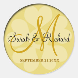 Elegant Gold Wedding Monogram Ronde Sticker
