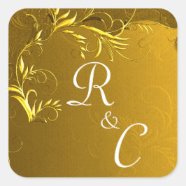 Elegant Gold Wedding Monogram Vierkante Sticker