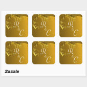 Elegant Gold Wedding Monogram Vierkante Sticker (Vel)