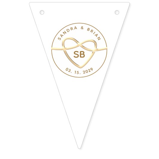Elegant Gold Wedding Monogram Vlaggetjes (Eerste vlag)