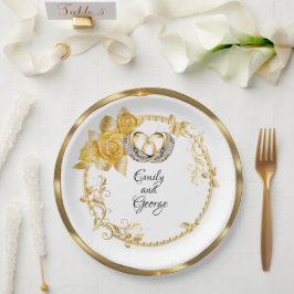 Elegant Gold Wedding Persoonlijk Papieren Bordje