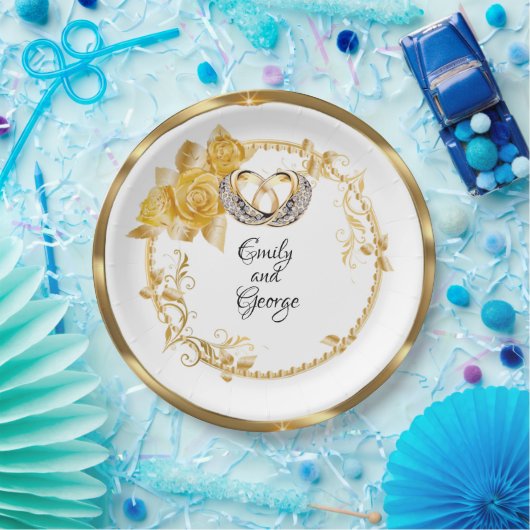 Elegant Gold Wedding Persoonlijk Papieren Bordje (Feest)