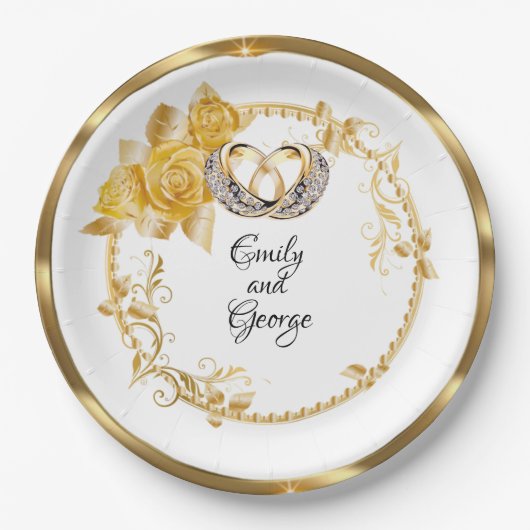 Elegant Gold Wedding Persoonlijk Papieren Bordje (Voorkant)