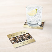 Elegant Gold Wedding Photo Save the Date Onderzett Kartonnen Onderzetters (Insitu)