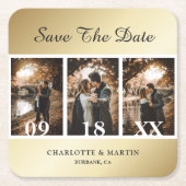 Elegant Gold Wedding Photo Save the Date Onderzett Kartonnen Onderzetters (Voorkant)