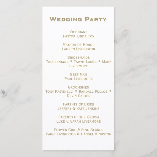 Elegant Gold Wedding Program (Achterkant)