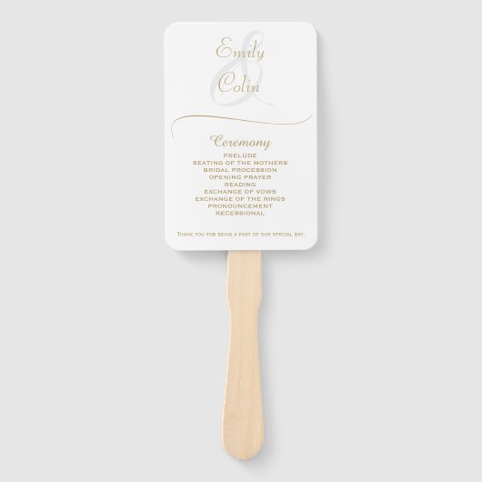 Elegant Gold Wedding Program Handwaaier (Voorkant)