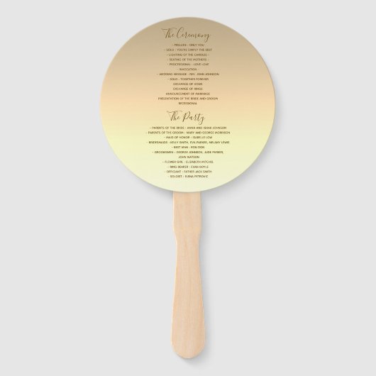 Elegant Gold Wedding Program Handwaaier (Achterkant)