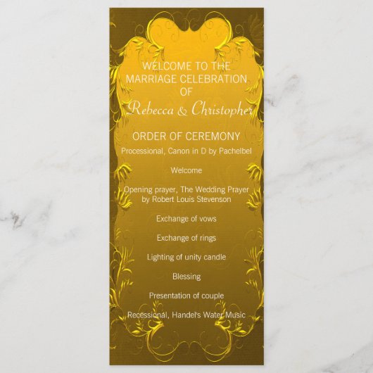 Elegant Gold Wedding Program Programmakaart (Voorkant)