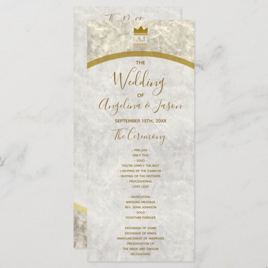 Elegant Gold Wedding Programmakaart (Voorkant / Achterkant)