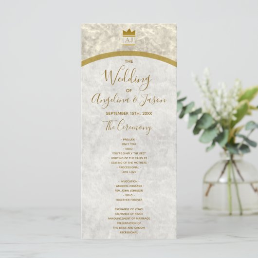 Elegant Gold Wedding Programmakaart (Staand voorkant)