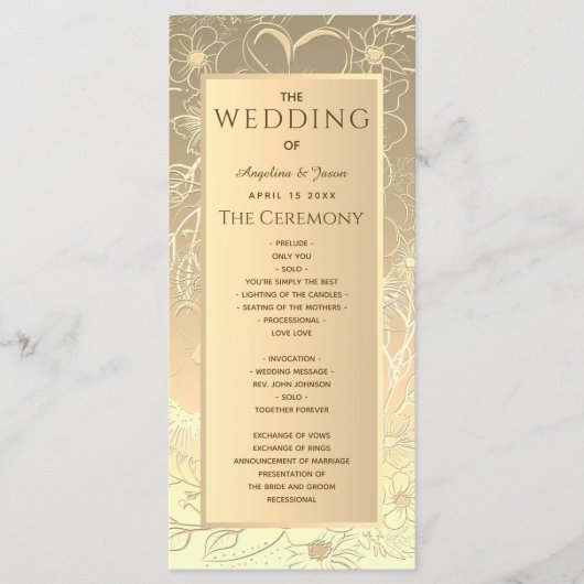 Elegant Gold Wedding Programmakaart (Voorkant)