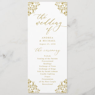 Elegant Gold Wedding Programs  Klassieke Klassieke Programmakaart