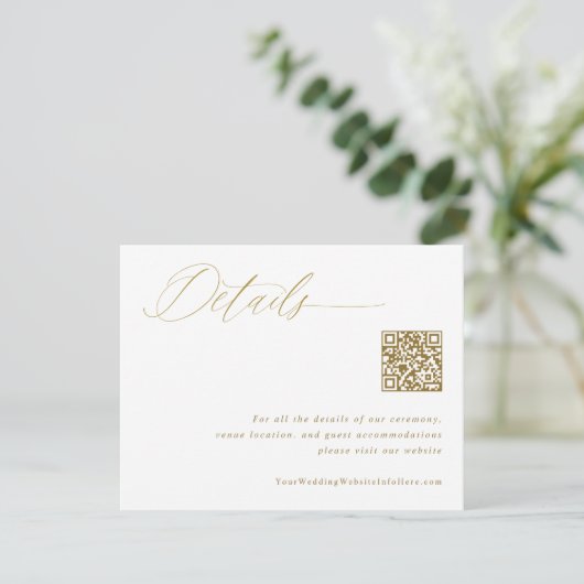 Elegant Gold Wedding - QR-code Informatiekaartje (Staand voorkant)