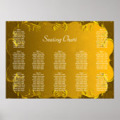 Elegant Gold Wedding Reception Sezing Chart Poster (Voorkant)
