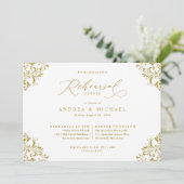 Elegant  Gold Wedding Rehearsal Dinner Kaart (Staand voorkant)