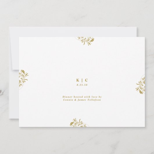 Elegant  Gold Wedding Rehearsal Dinner Kaart (Achterkant)