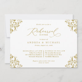 Elegant  Gold Wedding Rehearsal Dinner Kaart