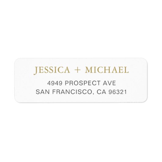 Elegant Gold Wedding Return Address Label (Voorkant)