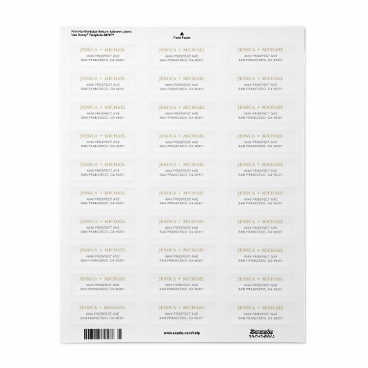 Elegant Gold Wedding Return Address Label (Full Sheet)