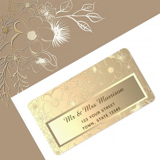 Elegant Gold Wedding Return-adres Etiket