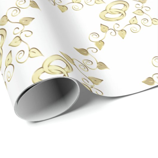 Elegant Gold Wedding Rings Cadeaupapier (Rol Hoek)