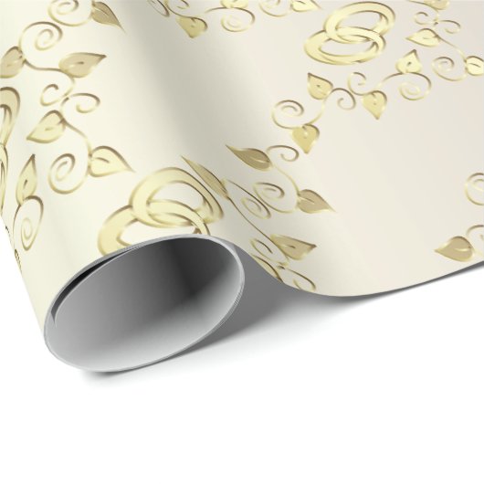 Elegant Gold Wedding Rings op White Satin Cadeaupapier (Rol Hoek)