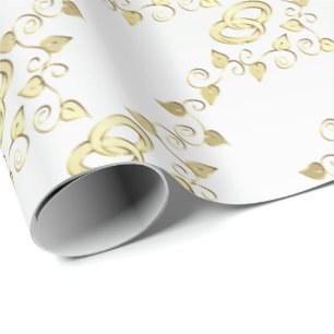 Elegant Gold Wedding Rings op White Satin Cadeaupapier