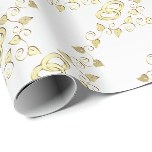 Elegant Gold Wedding Rings op White Satin Cadeaupapier (Rol Hoek)