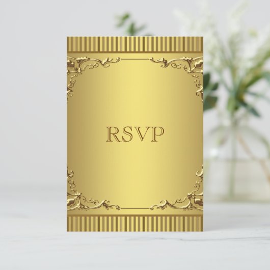 Elegant Gold Wedding RSVP (Staand voorkant)