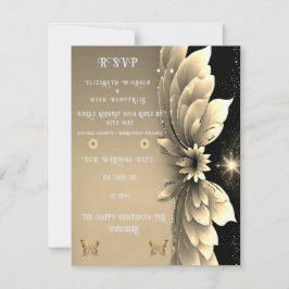 Elegant Gold Wedding RSVP Kaartje