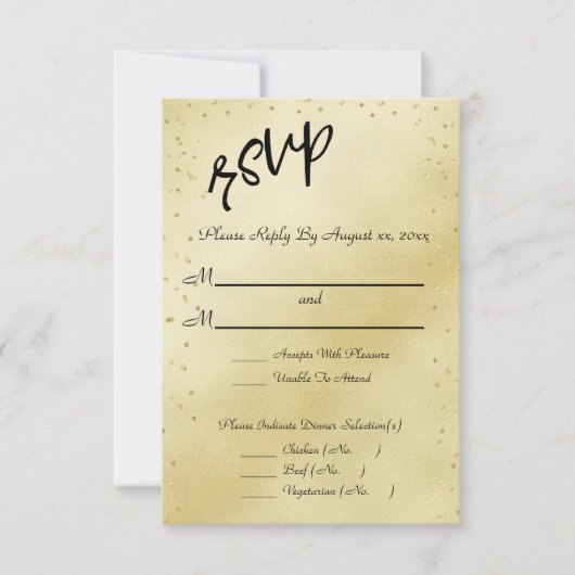 Elegant Gold Wedding RSVP Kaartje (Voorkant)